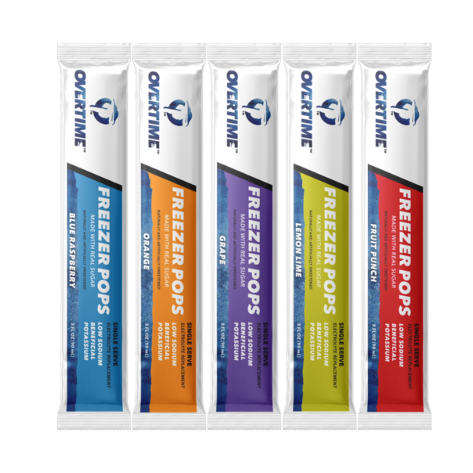 Overtime Electrolyte Freezer Pops, 3oz, 5 Flavor Variety Pack, 30 Each Flavor (Made with Real Sugar) from Columbia Safety